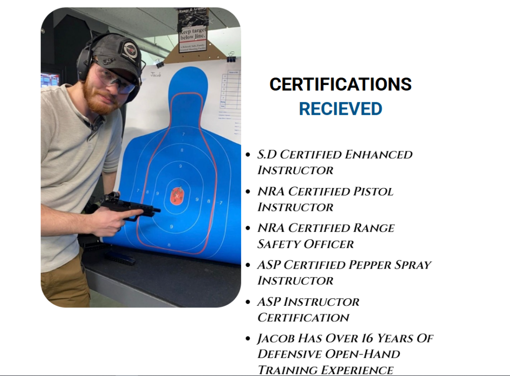Jacobs About Page showing his Instructor certifications